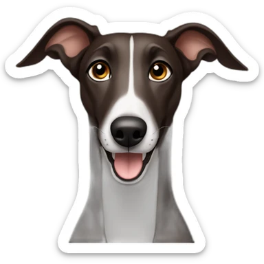 Dark brown greyhound with ears pointing towards the sky sticker
