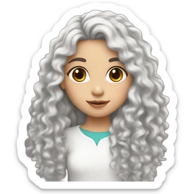 White skin color pakistani girl with black frizzy long hair sticker