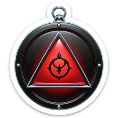 iOS sticker, dark fantasy amulet, black base, red symbol, minimal sticker