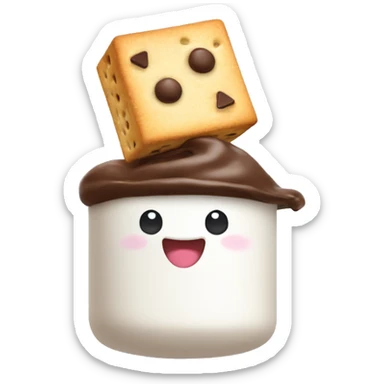 marshmallow wearing a chocolate chip and cracker hat sticker