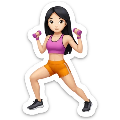 Long hair asian girl working out sticker