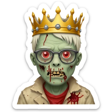 crowned zombie with glasses sticker