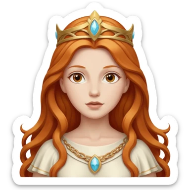 Minerva, Goddess of Wisdom from Gods and Goddesses with long reddish blonde hair, ivory outfit sticker