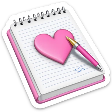 a hand writing a heart with a pink pen in a notebook sticker
