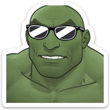 gigachad style muscular confident cool man emoji with humorous exaggerated facial features, fun and eye-catching, modern Twitch emoji style for Twitch.tv/wisko channel sticker