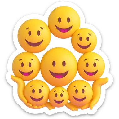 3D smiley emoji, round shape, grandparents with family photo, yellow color, smiling face sticker