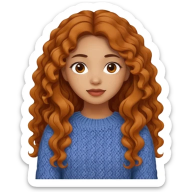 Cozy mixed girl with long wavy hair dressed for fall sticker