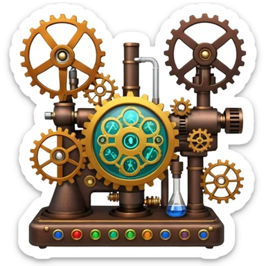 science, chemicals, mechanical gears, steampunk, electronics, resistors, ic, physics, microscope, nuclear model, radioactivity sticker