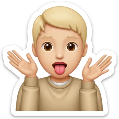 Tounge out with hands to the side  sticker