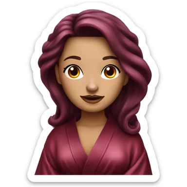 Beautiful tattooed burgundy long haired woman in silk robe sticker