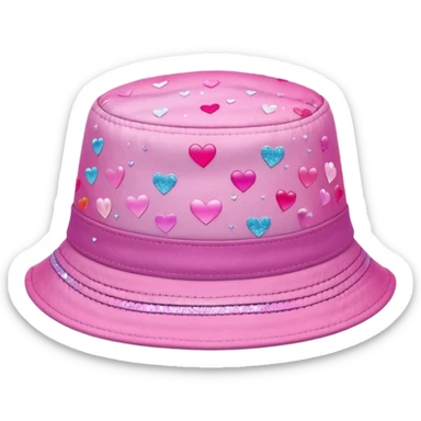 Pink ombre bucket hat with hearts and glitter sticker