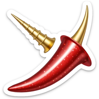 red glitter horn sticker
