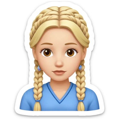 white girl with blonde braids all over her hair  sticker