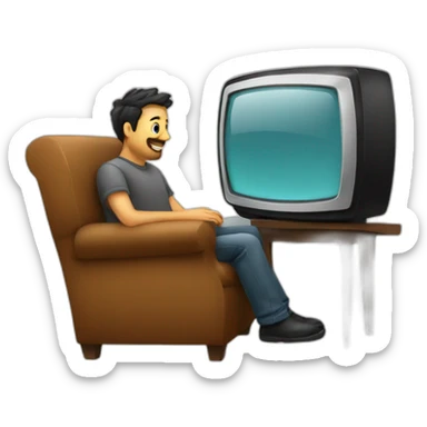 hombre en el sillon mirando tele sticker
