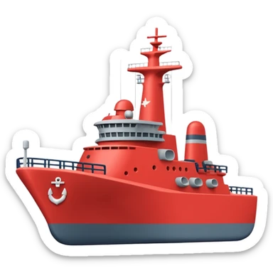 A flat 2D vector emoji of a grey Navy warship, Apple iOS emoji style, simple shapes, solid colors, minimal detail, no gradients, no 3D effects, white background. sticker