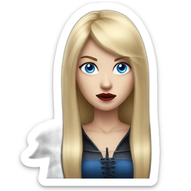 beautiful vampire woman with long blonde hair and blonde straight bangs and blue eyes wielding knives serious expression sticker