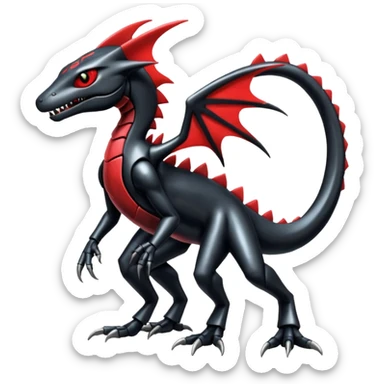 Shiny Gothic Edgy epic Salandit-Genesect-Koraidon-Fakémon-hybrid-creature (full body)  sticker