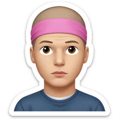 Micheal scofield looks to the side with his lips pursed with a pink ribbon on his head sticker