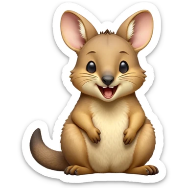 Cinematic Cute Yawning Wallaby Portrait Emoji, Head tilted slightly with a dramatic, wide-open yawn, showcasing a soft, downy tan fur with gently drooping ears, round amber eyes barely open in drowsy contentment, Simplified yet irresistibly adorable features, highly detailed, glowing with a soft, cozy glow, high shine, relaxed yet expressive, stylized with a touch of outback charm, bright and endearing, soft glowing outline, capturing the essence of a sleepy yet affectionate wallaby, so drowsy it feels like it could stretch out of the screen and curl up for a nap! sticker