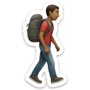 a person with a backpack on, he is walking sticker