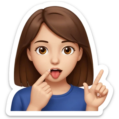 Fais moi une fille brune avec les yeux marrons, qui ce mort un doigt avec un regard coquin. sticker