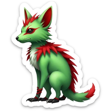 Cool Edgy Green Red ethereal badass punky Fionbri-Vernid-Trico-animal-creature full body sticker