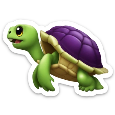 Tortue qui manges une aubergine  sticker