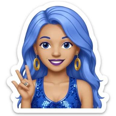Spice, Dancehall Singer with long periwinkle hair, blue sequin outfit sticker
