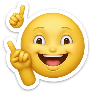 a yellow emoji laughing with eyes closed pointing its fingers forward sticker