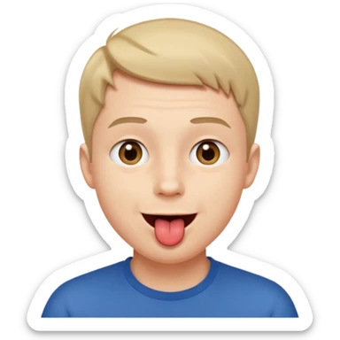 un homme de face qui tire la langue et a les yeux vers le ciel, cheveux courts sticker