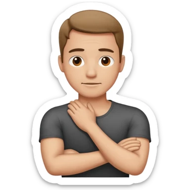 Arms crossed holding neck guy sticker