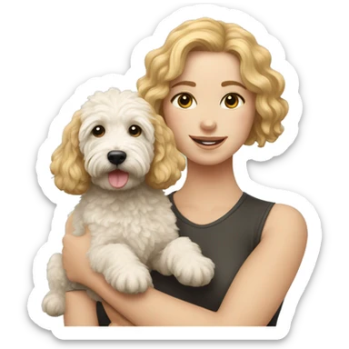 white girl with mini goldendoodle  sticker