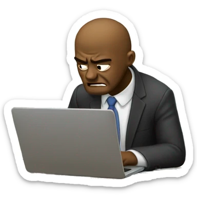 crying man looking at laptop showing stock chart  sticker