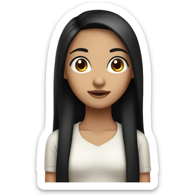 A long straight black hair girl with a mix or brown and white skin sticker