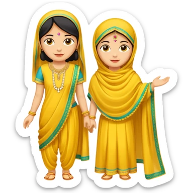 Yellow chudidar with chunni sticker