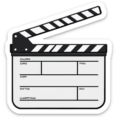 extreme minimalism clapperboard, single line drawing, barely recognizable outline sticker