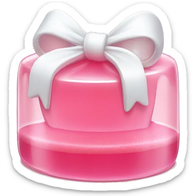 Light Pink Jello with a white Bow on top on a white playe sticker