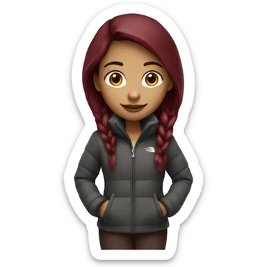 beautiful burgundy straight haired Girl wearing northface full body sticker