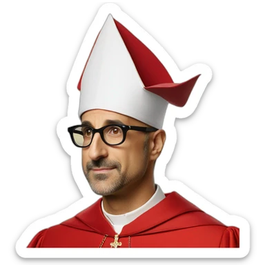 stanley tucci as a religious cardinal hat sticker