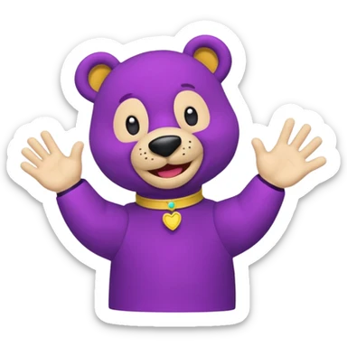 Bok the Hand Puppet from The Wiggles with purple bear puppet sticker