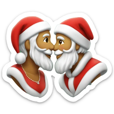 Mr and Mrs Claus under the mistletoe kissing sticker