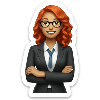 red hair woman nutritionist with glasses happy thinking money sticker