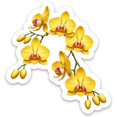 Yellow side facing orchid flower of indian wedding garland sticker