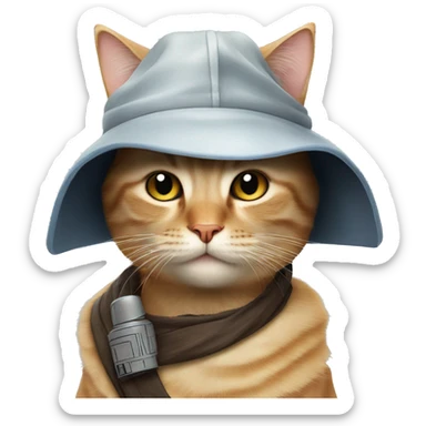cat wearing a hat at a star wars birthday party sticker