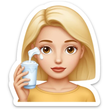 U ne visage de femme avec du lait gluant et un peu translucide étalé partout sur elle sticker