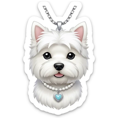 West Highland white terrier with 'ubercute' necklace sticker