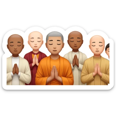 people praying in a Buddhist temple sticker