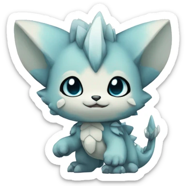 a anthro chibi-style rock-type-ice-type Fakémon-hybrid full body sticker
