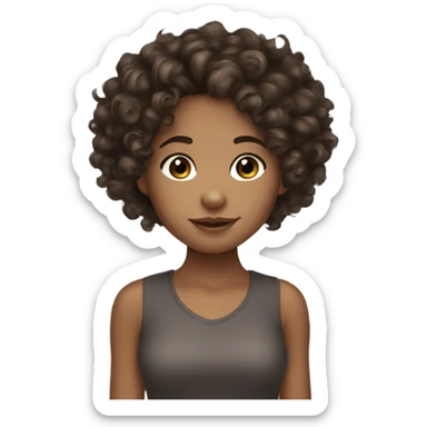 biracial cute girl curly dark brown hair  sticker