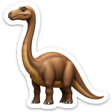 Cinematic Noble Brontosaurus Portrait Emoji, Poised and majestic, with a colossal, elongated neck stretching gracefully from a massive, sturdy body draped in warm, earthy tones, a gentle, wise face with soft, observant eyes, and a long, elegant tail, Simplified yet grandly defined features, highly detailed, glowing with a soft, ancient luminescence, high shine, intelligent and serene, stylized with an air of prehistoric grandeur, focused and calm, soft glowing outline, capturing the essence of a watchful and confident Brontosaurus that appears ready to loom out of the screen with effortless majesty! sticker